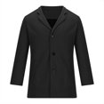 thumbnail image 3 of CHEEREAM Mens Trench Coat Slim Fit Notched Collar Fall Winter Single Breasted Pea Coat Warm Soft Overcoat Black L, 3 of 4