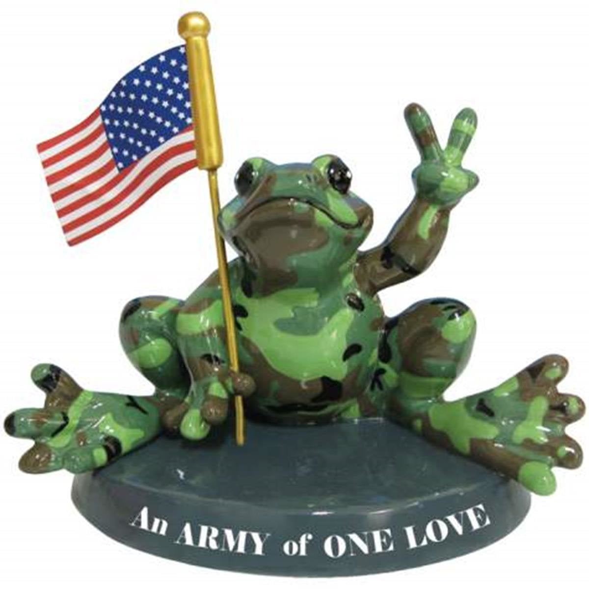 Camouflage Frog Statue with American Flag and Army of One Love Display ...