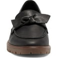 thumbnail image 4 of Lucky Brand Tamio Black Leather Moccasin Flat Knot Bow Detail Lug Sole Loafers (Black Leather, 6), 4 of 8
