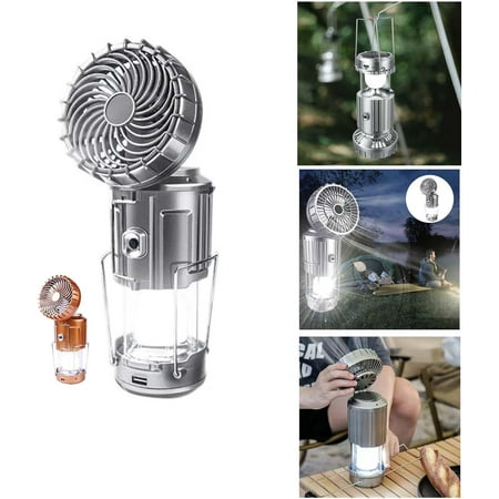 Portable Fan Rechargeable Camping Fan with Light and Hook USB Battery Operated Fans for Travel Bedroom Home Camping Tent Picnic Barbecue Fishing Best Gifts for Father