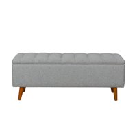 HomePop Arlington Storage Bench with Button Tufting, Light Gray