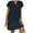 Dark Blue, variant on Ladies Plus Size Mini Dress Cotton Linen V Neck Short Sleeve Solid Color Straight Dress Fashion Vacation Beach Dress
