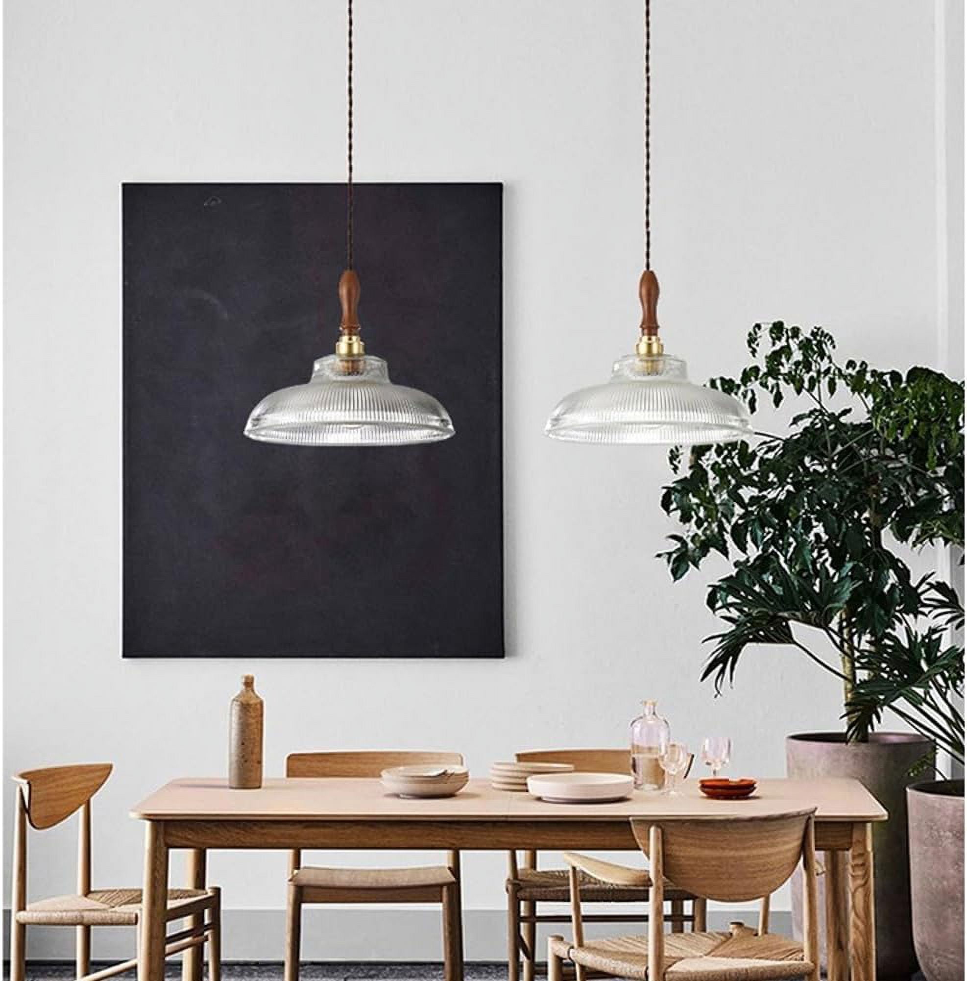 Personalized Clear Glass Pendant Lamp for Dining Room, Transparent Glass Rustic Pendant Light for Kitchen Island, Simple Farmhouse Pendant Light Fixture, Retro Pendant Lighting for Kitchen Sink