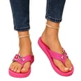 thumbnail image 6 of Wide Sandals,Women's Summer Embroidered Flip Flop Sandals Thick Sole Beach Thong Slippers,Hot Pink,37, 6 of 6