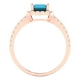 thumbnail image 4 of 1.86ct emerald cut turquoise 18k rose gold halo Bridal Wedding Engagement Promise Anniversary Ring for Women size 6, 4 of 7