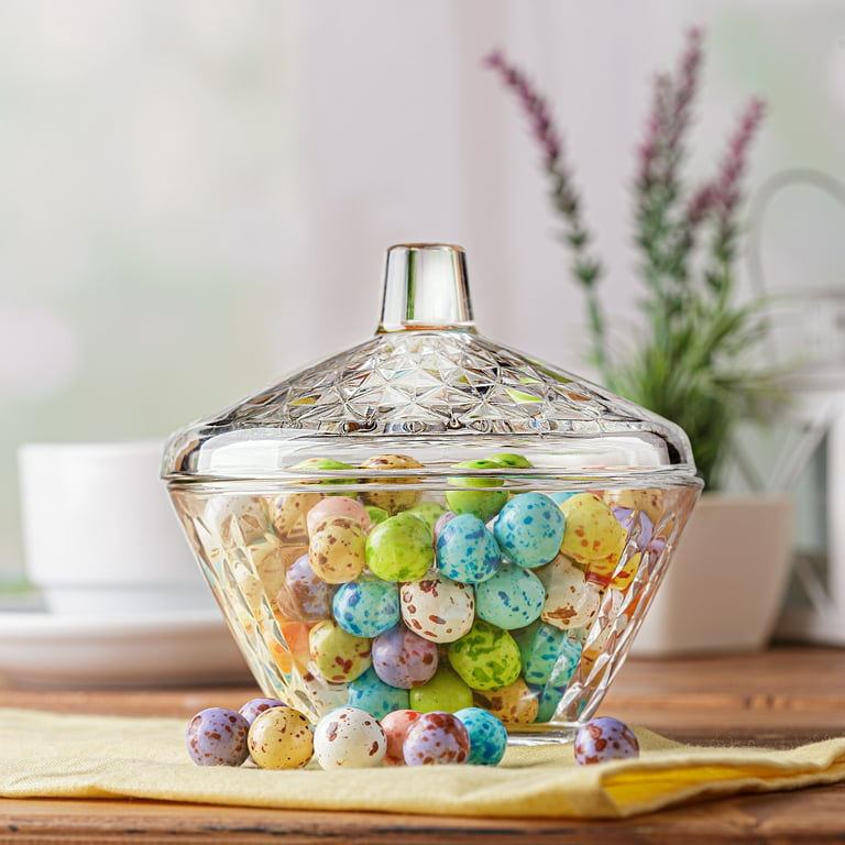 Crystalia Decorative Glass Candy Jar with Lid