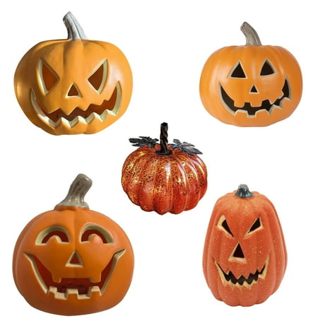 Jack O Lantern Pumpkins Halloween Light up Pumpkin Outdoor Indoor Battery Operated Lighted Pumpkin with Spooky Face Halloween Pumpkin Decorations Party Favor Gifts