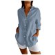 thumbnail image 1 of Blusa con solapas plisadas y botones, mangas enrollables, informal, para mujer - S-XXXXXL, 1 of 6