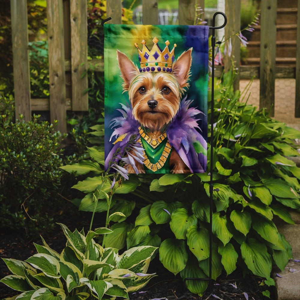 Silky Terrier King of Mardi Gras Garden Flag 11.25 in x 15.5 in