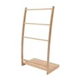 thumbnail image 3 of Wuzstar 3 Tier Bamboo Towel Rack Solid Wood Leaning Ladder Quilts Drying Stand Holder for Living Room or Bedroom, 3 of 12