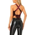 thumbnail image 3 of INSPIRE CHIC  Women's Velvet Cropped Top Sleeveless Crisscross Back Party Blouse L Burgundy, 3 of 5