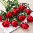 thumbnail image 4 of Morttic 12pcs Artificial Rose Flowers Long Stem Fake Silk Roses for DIY Wedding Bouquet Table Centerpiece Home Decor,Red, 4 of 6