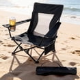 thumbnail image 5 of Walchoice Folding Beach Chair for Adults, Low Seat Camping Chair with High Back, Wide Seat Chair with Cup Holder & Carry Bag, Heavy Duty Portable Chair for Outdoor Picnic Travel - Black, 5 of 10