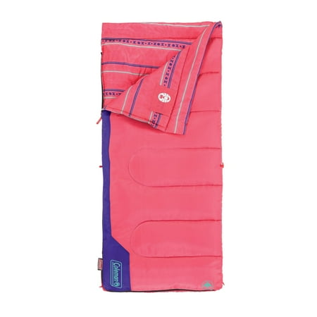 Coleman Kids 50°F Sleeping Bag for Children up to 5ft Tall, Comfortable Youth Sleeping Bag for Sleepovers & Camping, Glow in the Dark Design, Stuff Sack Included, Machine Washable