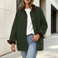 thumbnail image 6 of HCBY Women Corduroy Collar Jacket Button Front Mid Length Barn Coat Utility Workwear with Pockets for Fall Winter, 6 of 9