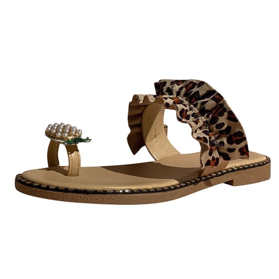 Anuirheih Clearance Slip on Sandals Women,Women Summer Sandals Ladies Pineapple Sandals Clip Toe Flip Flops Boho Casual Slippers Beach Shoes(Brown)