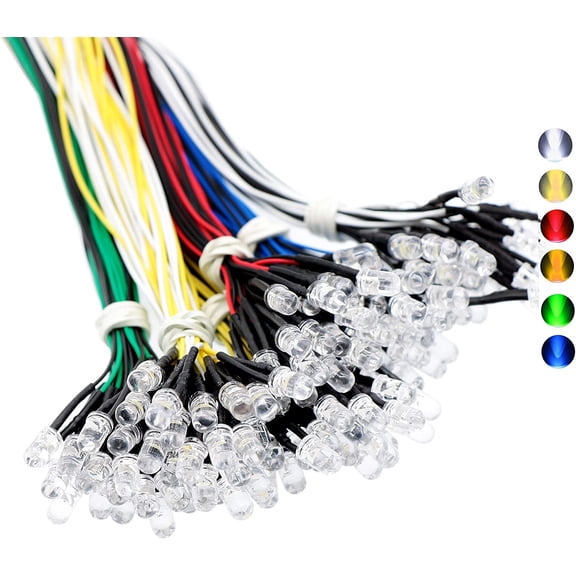 120PCS 6 Color Ultra Bright 12v Pre Wired LED Diodes Light -White Red Blue Green Yellow Warm White