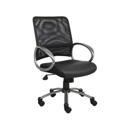 UPC: 0035255695183 | Lorell Mesh Back Task Chair Leather Seat 25 x25 x42  Black 69518