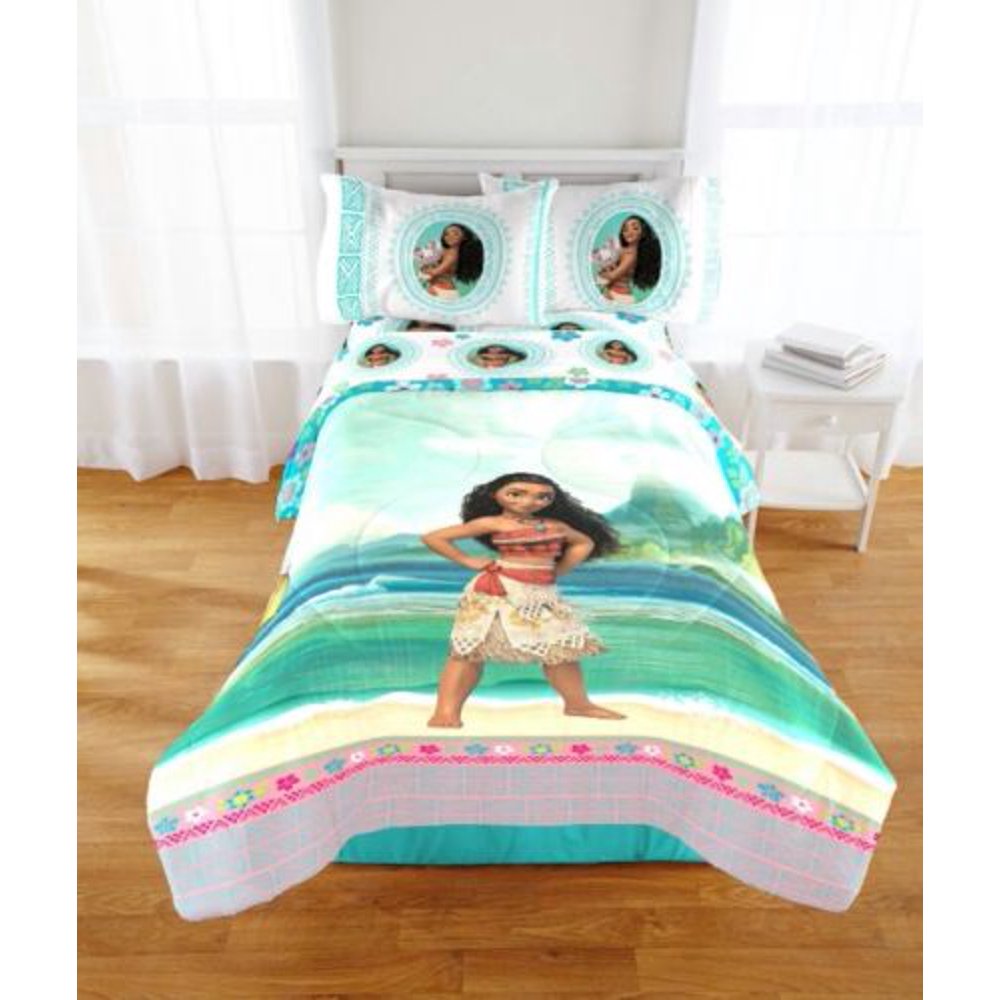 Disney's Moana Girls Full Comforter & Sheet Set (5 Piece Bed In A Bag)
