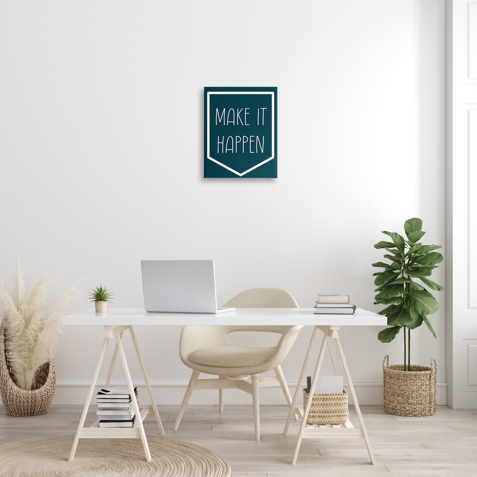 Stupell Industries Minimal Make It Happen Inspirational Painting Gallery Wrapped Canvas Art Print Wall Art, 16 x 20