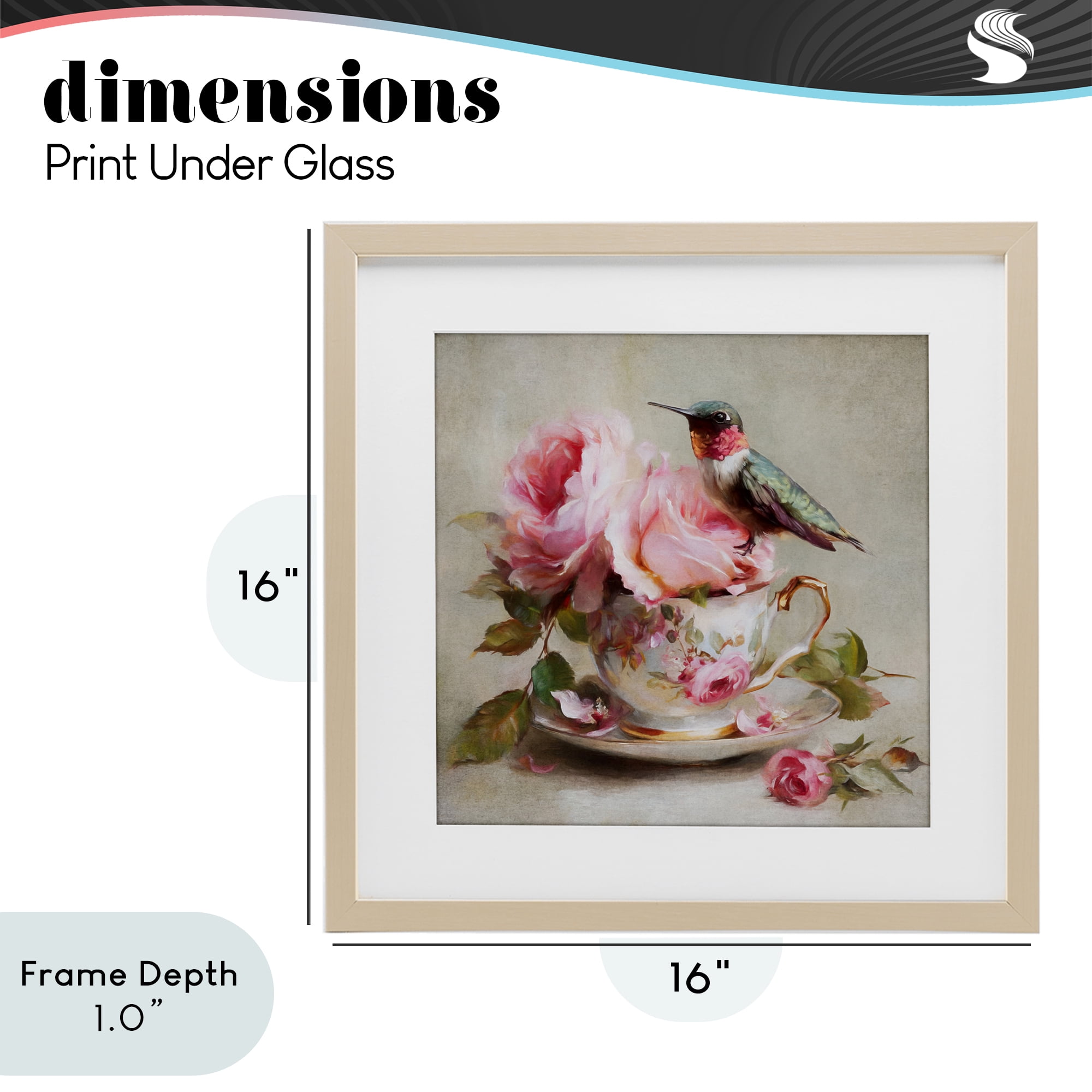Stupell Industries Hummingbird & Tea Cup Birch Framed Print Under Glass, design by Tina LeCour