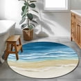 thumbnail image 3 of Round Rugs 3Ft, Blue Summer Beach Round Area Rug Washable Indoor Throw Carpet, Nautical Coastal Beige Seaside Small Non Slip Circle Rug for Bedroom Living Room Home Decor Aesthetic, 3 of 8