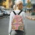 thumbnail image 7 of FORMRS Mini Backpack Purse for Women Travel Daypack Casual Shoulder Bag, Pink Christmas House, 7 of 7