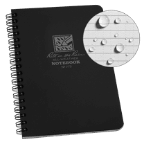 Rite in the Rain Weatherproof Side Spiral Notebook, 4.625" x 7", Black Cover, Universal Pattern (No. 773)