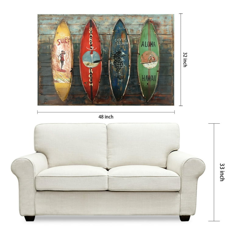 Empire Art Direct Surfboards Hand Painted 3D Metal Wall Art on