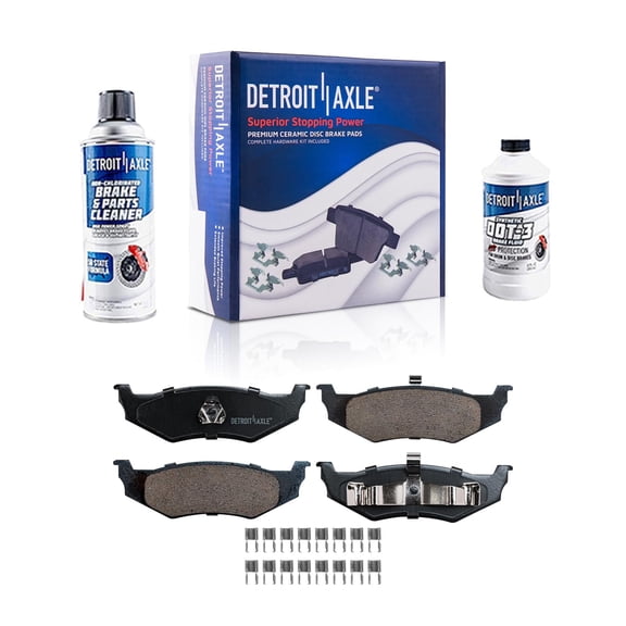 Detroit Axle - Rear Ceramic Brake Pads w/Hardware Replacement for Chrysler 300M Concorde Intrepid PT Cruiser Sebring Neon PT Cruiser Dodge Intrepid Dodge Stratus Eagle Vision - 4pc Set