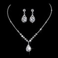 thumbnail image 1 of Wedding Necklace Earrings Set Silver Rhinestone Necklaces Teardrop Drop Earring Bridal Jewelry Sets Party Prom Evening Crystal Necklaces, 1 of 6