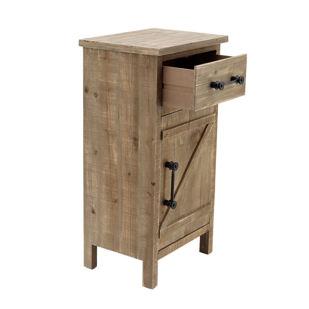 Wood End Table, URHOMEPRO Rustic Barn Door Wood Console Rustic