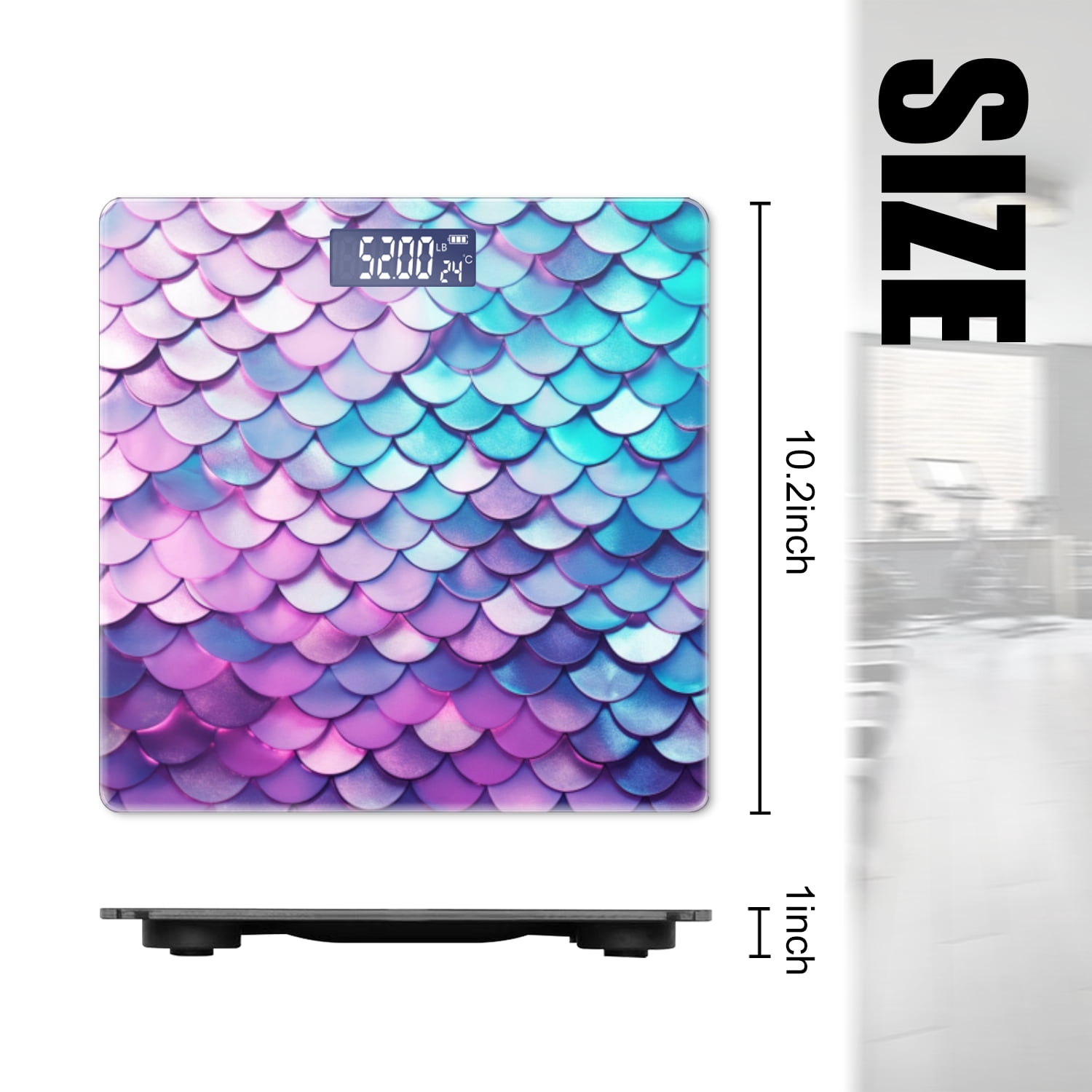 Bathroom Scale, Highly Accurate Digital Body Scale,Precisely Measures Weight up to 400 lbs-Fish Scales With Purple And Blue Colors
