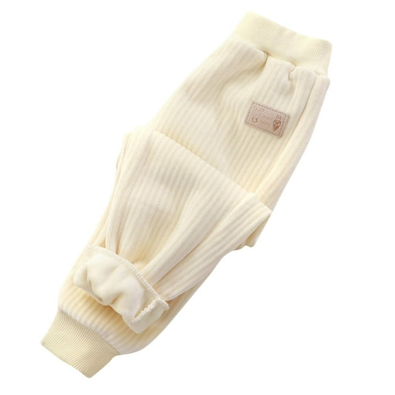 Rohuuque Boys Girls Warm Thick Pants, Youth Soft Cotton, Kids Basic Casual Pants with Pockets and Little Bear Print 3 Years Beige