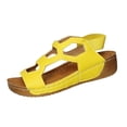 thumbnail image 2 of YgkuHd Women's Casual Wedge Sandals Fish Mouth Open Toe Cutout Upper Design Elastic Back Strap Low Wedge Heel Yellow,8.5, 2 of 9