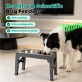 thumbnail image 6 of Heeyoo Adjustable Height Large Plastic Elevated Bowl with 2 Stainless Steel Dog Bowls for Dogs, Gray, 6 of 7