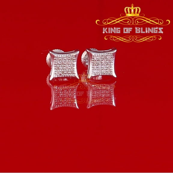King of Bling's 0.10ct Diamond 925 Sterling Silver For Women's & Men's White Kite Stud Earrings