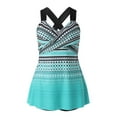 thumbnail image 4 of TMOYZQ Womens Tankini Swimdress with Boyshorts V Neck Criss Cross Back Swim Dress Two Piece Swimsuits Tummy Control Bathing Suits Swimswear, 4 of 6