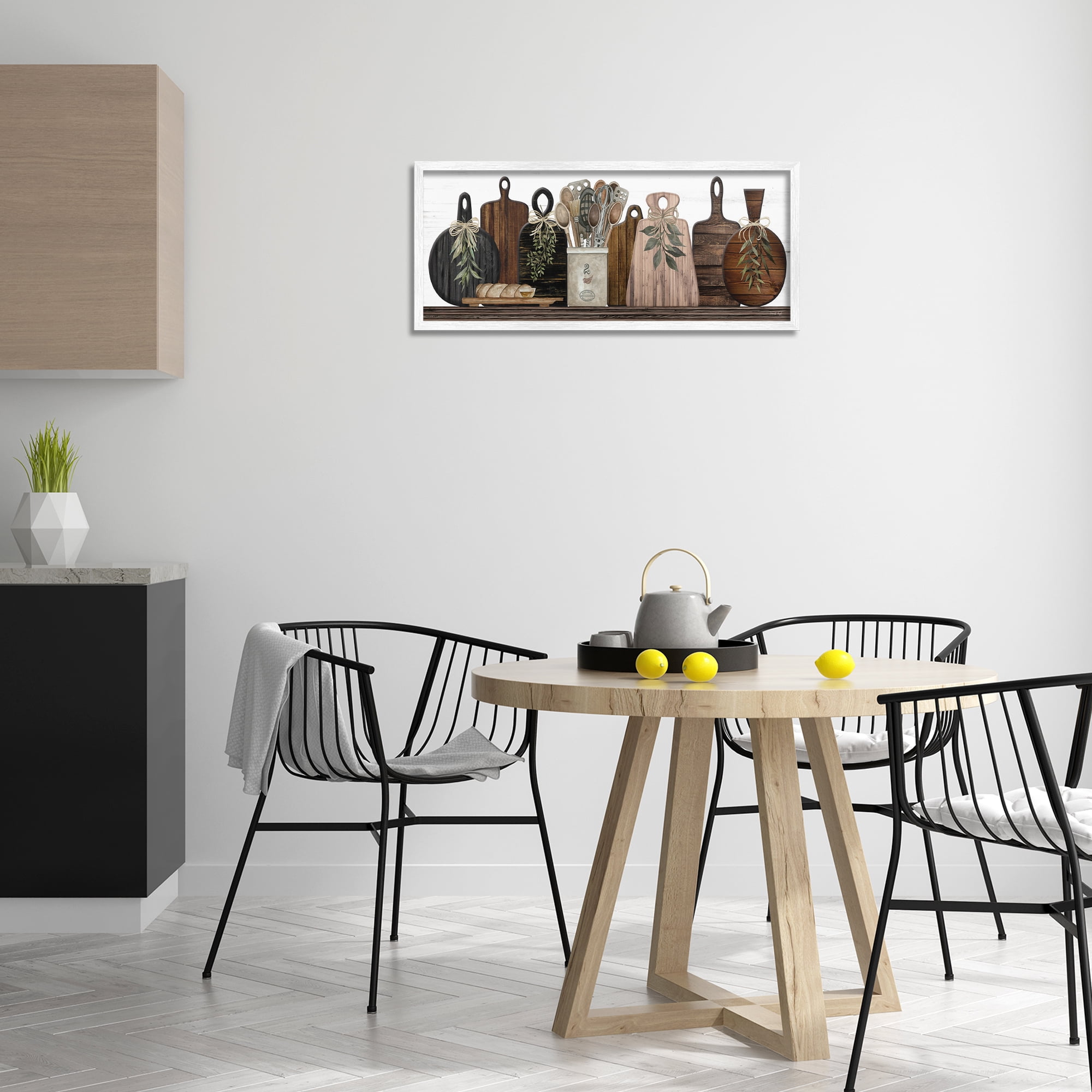 Stupell Industries Wooden Kitchen Items Food & Beverage Painting White Framed Art Print Wall Art, 30 x 13