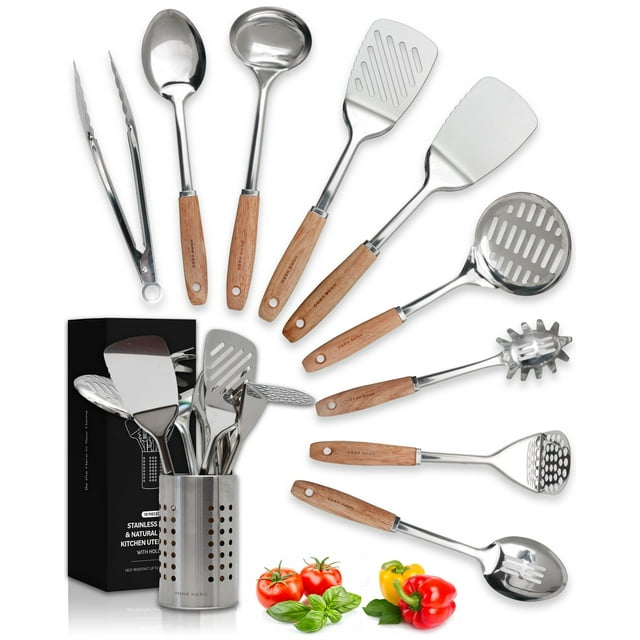 Juego de utensilios de cocina Home Hero de acero inoxidable, 10 unidades