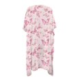 thumbnail image 2 of HELLHERO Pink Butterflies Bathing Suit Cover Up Lightweight High Quality Fabrics Flowy Swim Coverup, 2 of 6