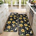 thumbnail image 4 of Sunflower and Bee Black Pattern Anti Fatigue Kitchen Rugs Set Of 2, Non Slip Washable Decorative Floor Mats for Sink Laundry and Home Use, 17"x47", 4 of 5