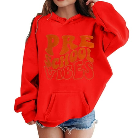 

Kids Girls Sports Shirt Boy First Day Of School Casual Hoodie Pullover In My Preschool Shirt Kindergarten Hooded Sweatshirt With Pocket Suitable For Teen Girls Boys Cute Long Sleeve Tops for Teen