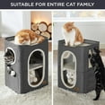 thumbnail image 5 of 2-Level Cat House for Indoor Pets - Small Tower With Scratch Pad, Hideaway Condo, and Cave Bed Furniture for Multi Pets and Large Cats, 18x14x23 Inches,Dark Grey, 5 of 15