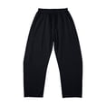 thumbnail image 4 of FINALGANG Womens Solid Color Barrel Pants With Drawstring Elastic High Waist Pockets For Casual Daily Wear Beach Vacations Summer Loungewear Black, 4 of 5