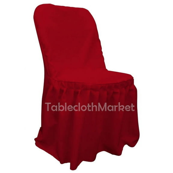 Chair Covers PLEATED polyester Wedding Party Decorations Folding Chair 24 colors", (Color: Red - Count: 10)