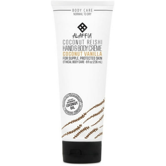 Alaffia Coconut Reishi Hand & Body Creme, Coconut Vanilla 8 oz - (Pack of 4)