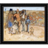 Family of acrobats (study) 32x28 Large Black Ornate Wood Framed Canvas Art by Pablo Picasso
