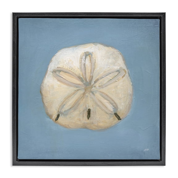Stupell Industries Soft Sea Sand Dollar Black Framed Floater Canvas Wall Art design by Julia Purinton, 18 x 18