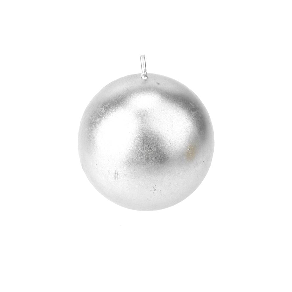 Mega Round Ball Unscented Candle, 3Inch, Silver
